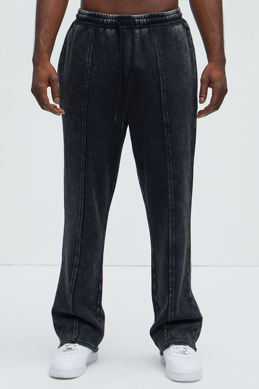 Tyson Frayed Seams Sweatpants - Black