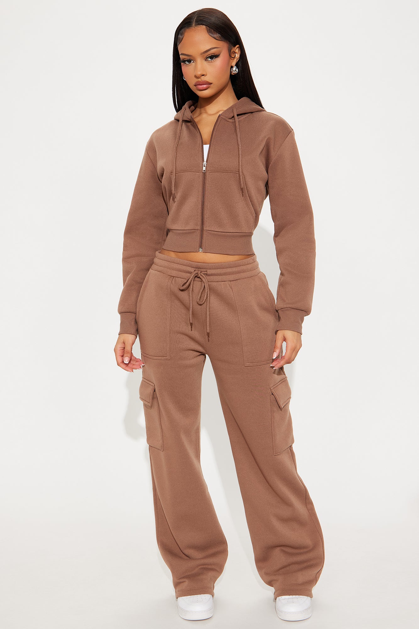 Kinsley Cropped Hoodie - Brown