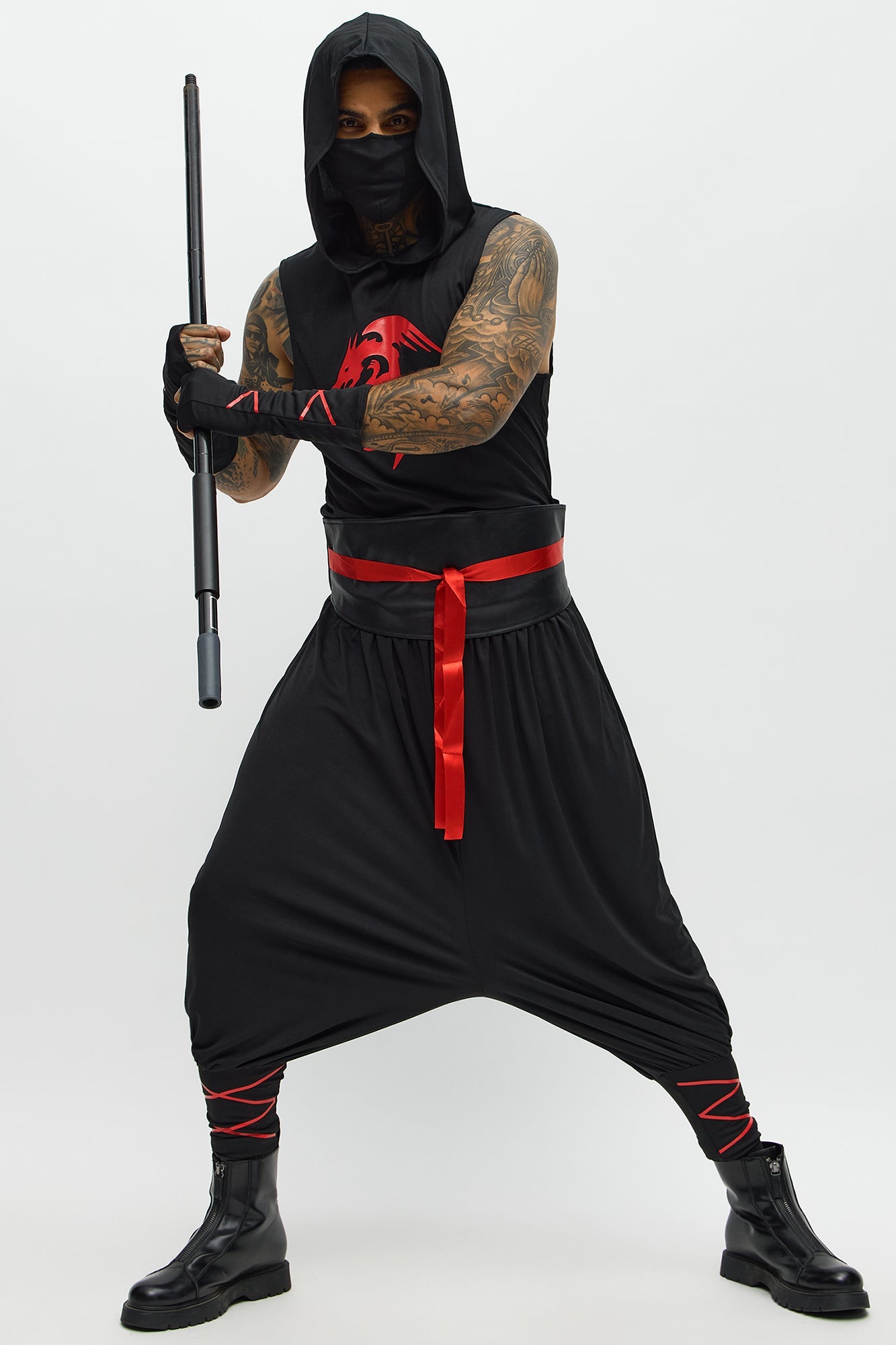 Ninja Warrior Costume Set - Black/Red