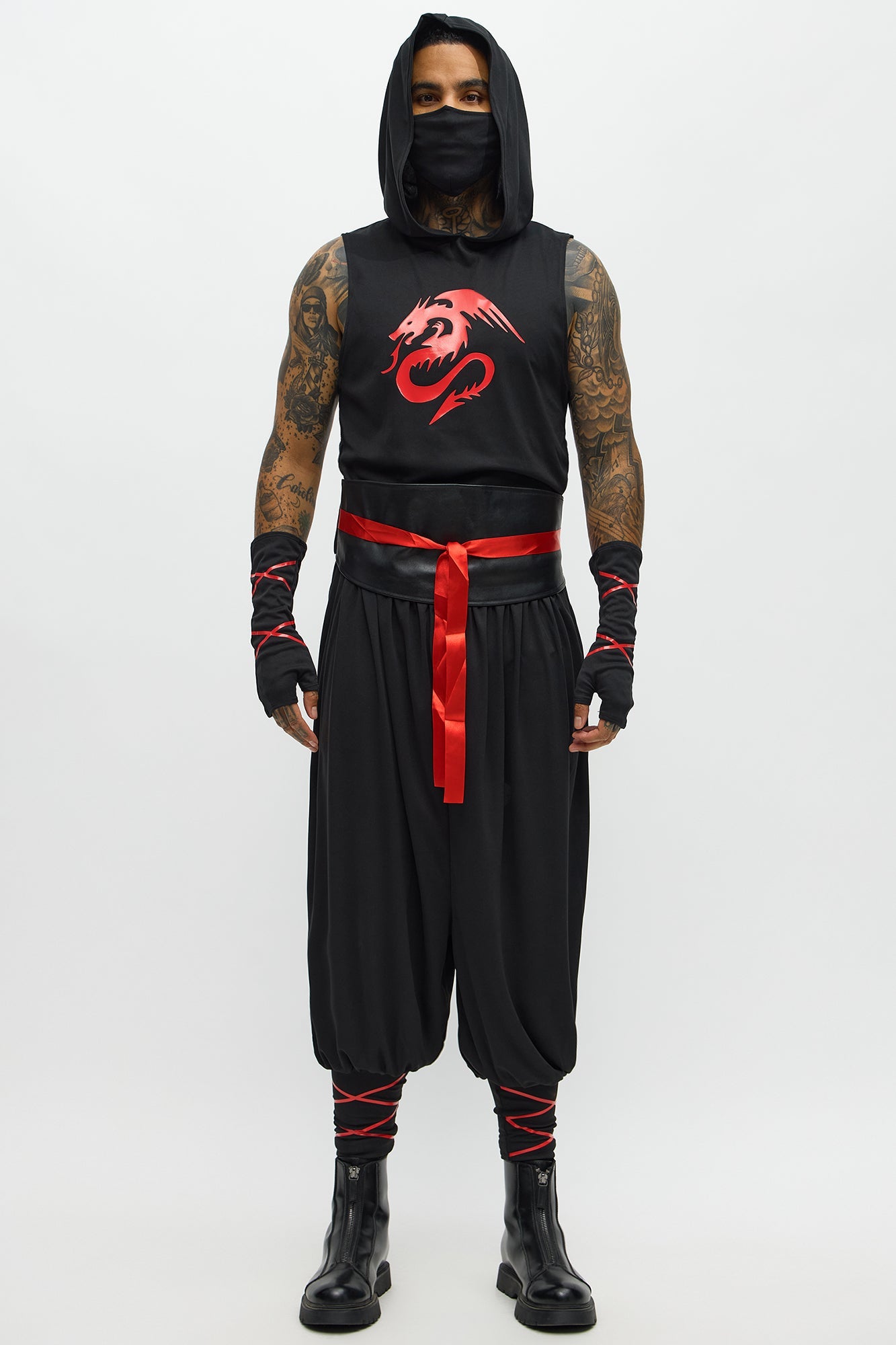 Ninja Warrior Costume Set - Black/Red