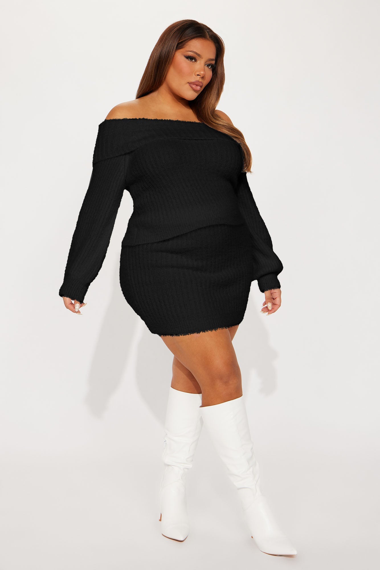 Elsa Fuzzy Skirt Set - Black