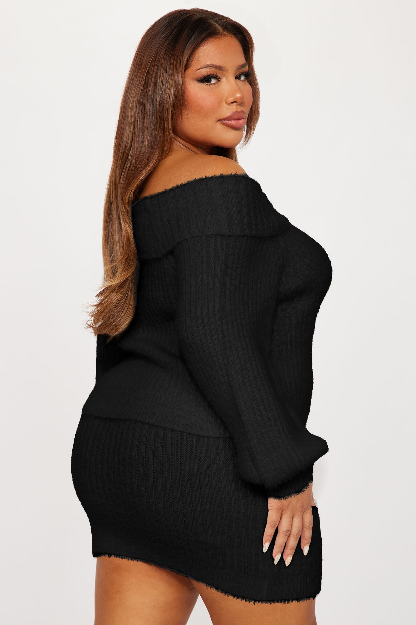 Elsa Fuzzy Skirt Set - Black