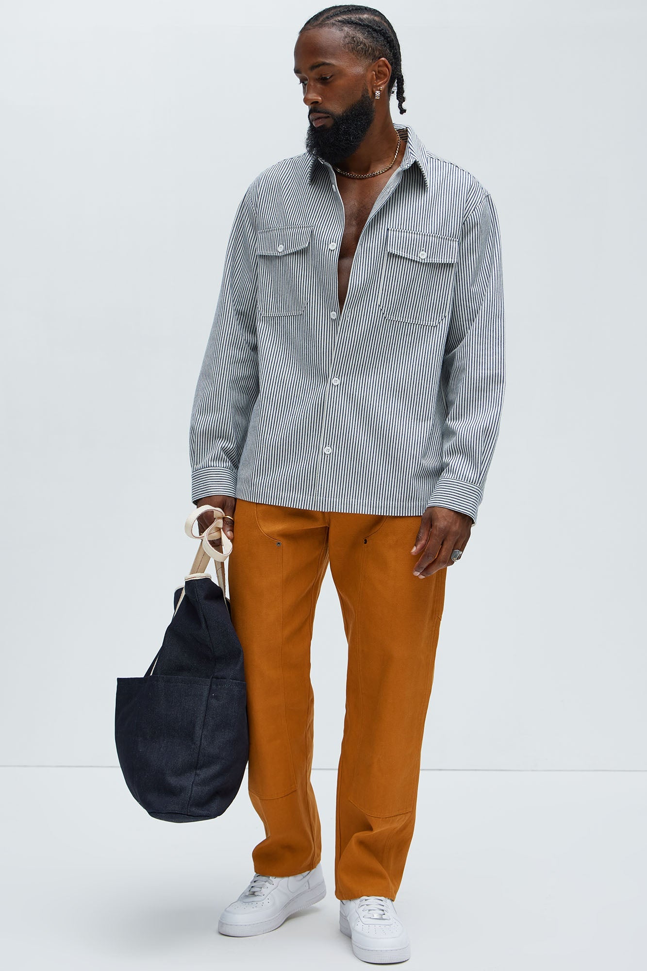 I Knew You Stripe Button Up Shirt - White/combo