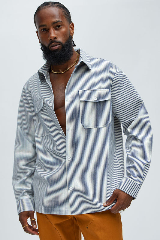 I Knew You Stripe Button Up Shirt - White/combo