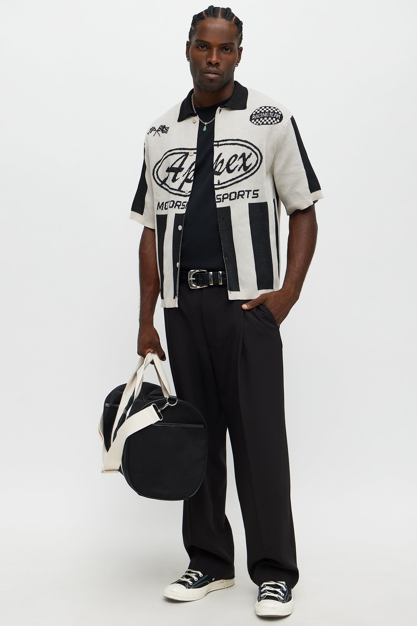 Relaxed Faux Button Up Shirt - Cream/combo