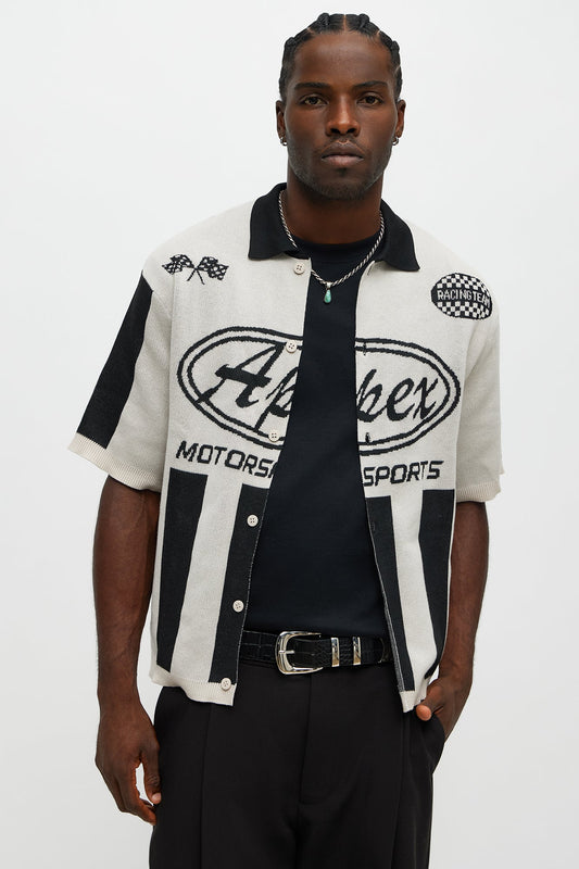 Relaxed Faux Button Up Shirt - Cream/combo