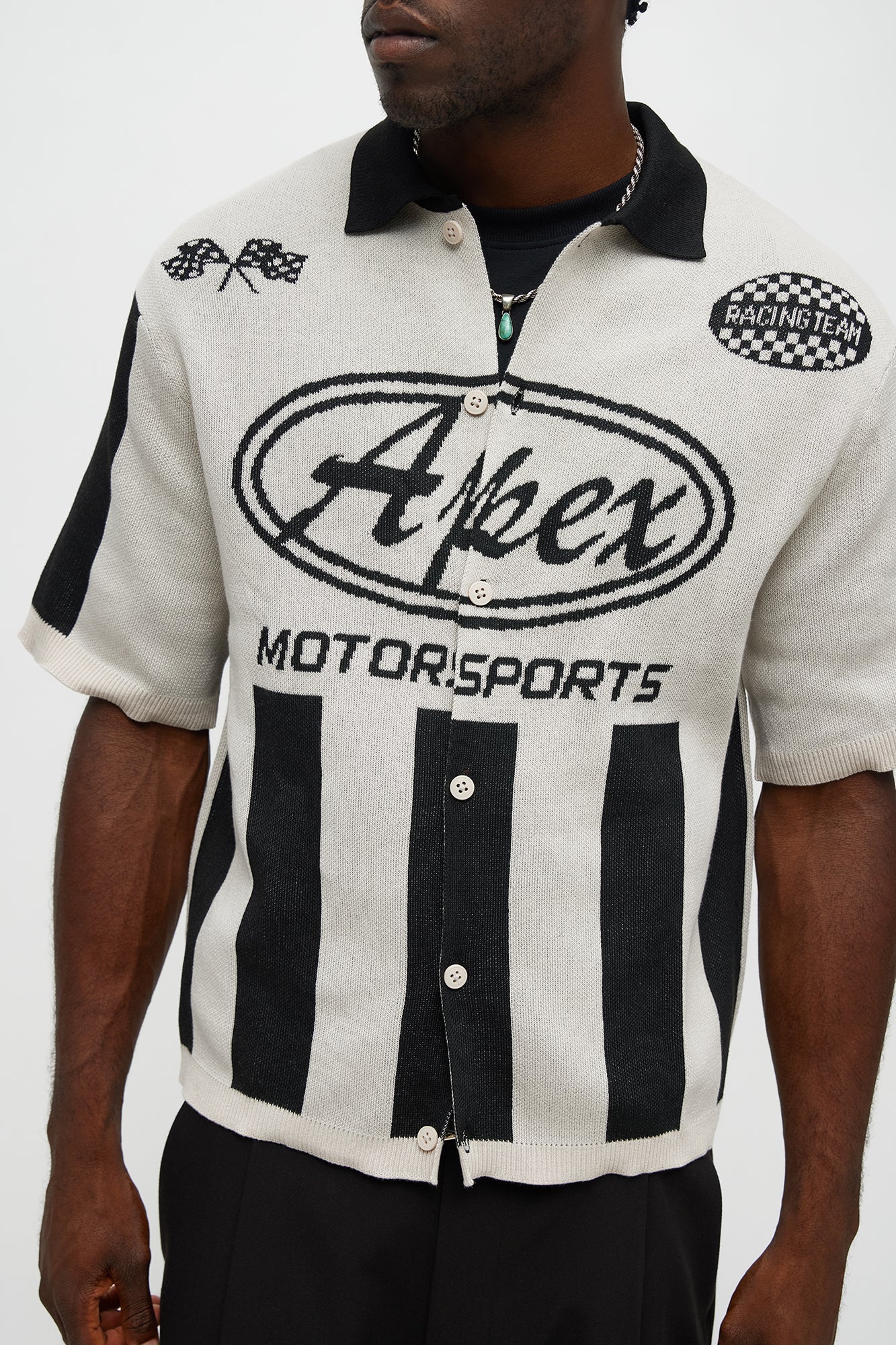 Relaxed Faux Button Up Shirt - Cream/combo