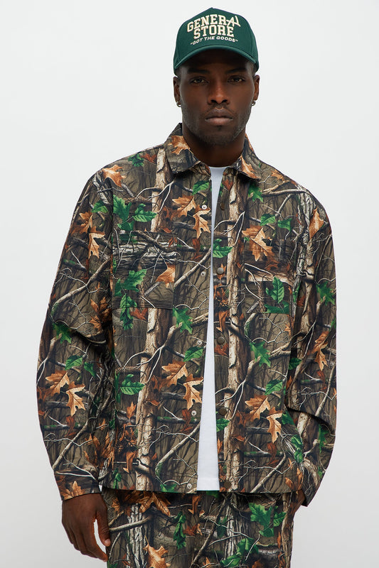 Rustic Long Sleeve Button Up Shirt - Brown Combo