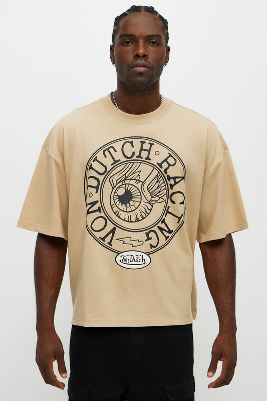 Oversized Cropped Von Dutch Racing Tee - Olive
