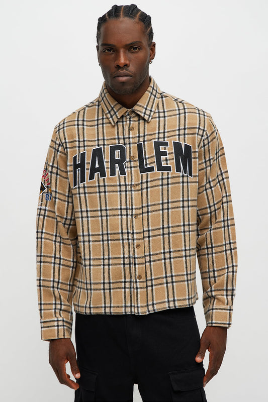 Relaxed fit Harlem Plaid Long Sleeve Button Up - Brown Combo