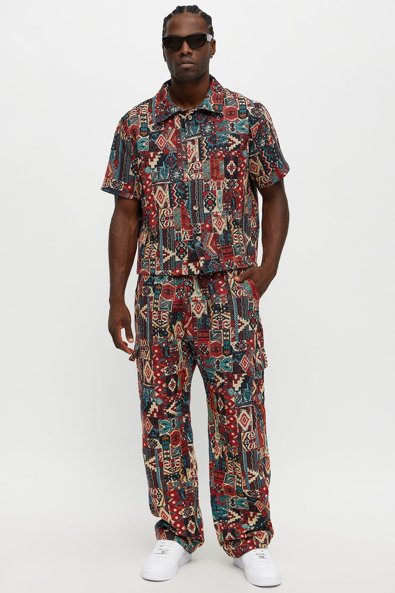 Regular Fit Aztec Full Button Up Shirt - Multi Color