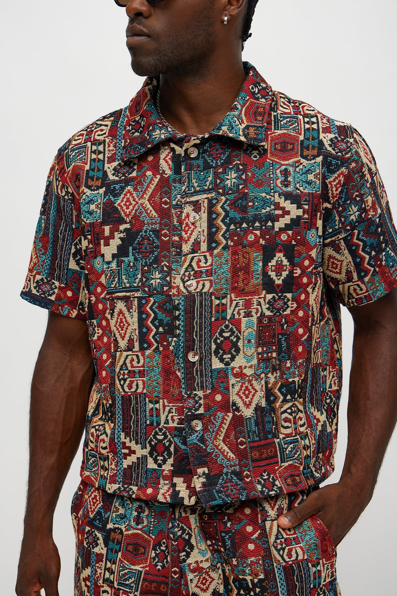 Regular Fit Aztec Full Button Up Shirt - Multi Color