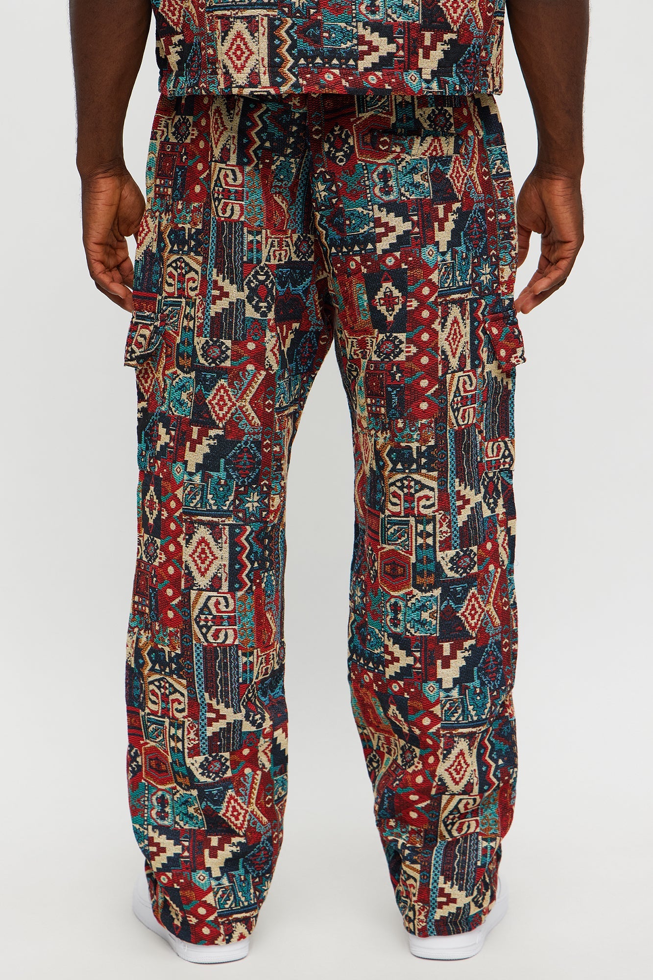 Baggy Aztec Tapestry Cargo Pants - Multi Color