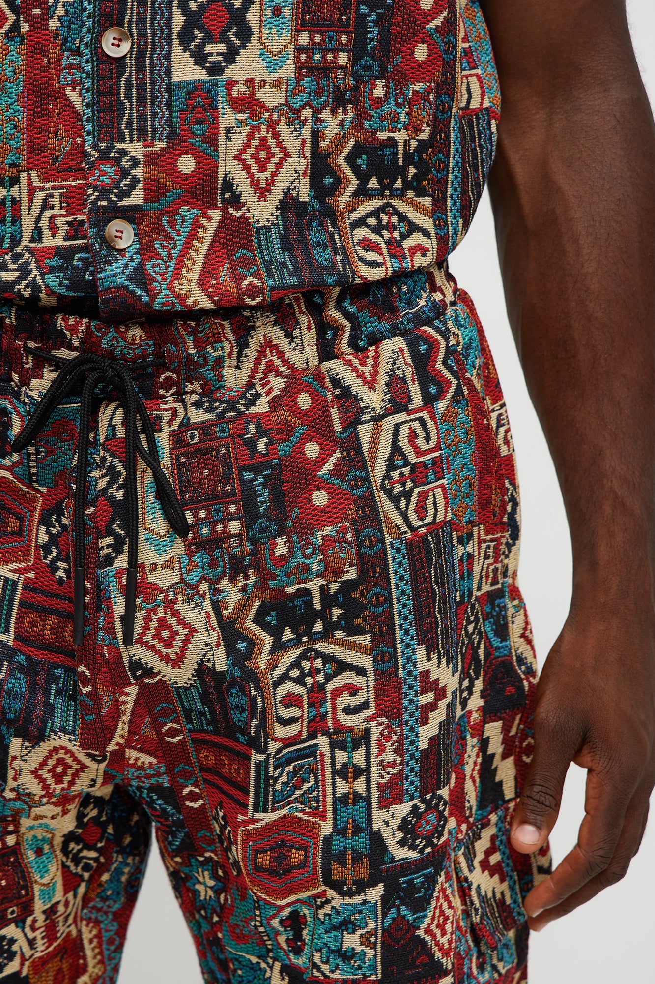 Baggy Aztec Tapestry Cargo Pants - Multi Color