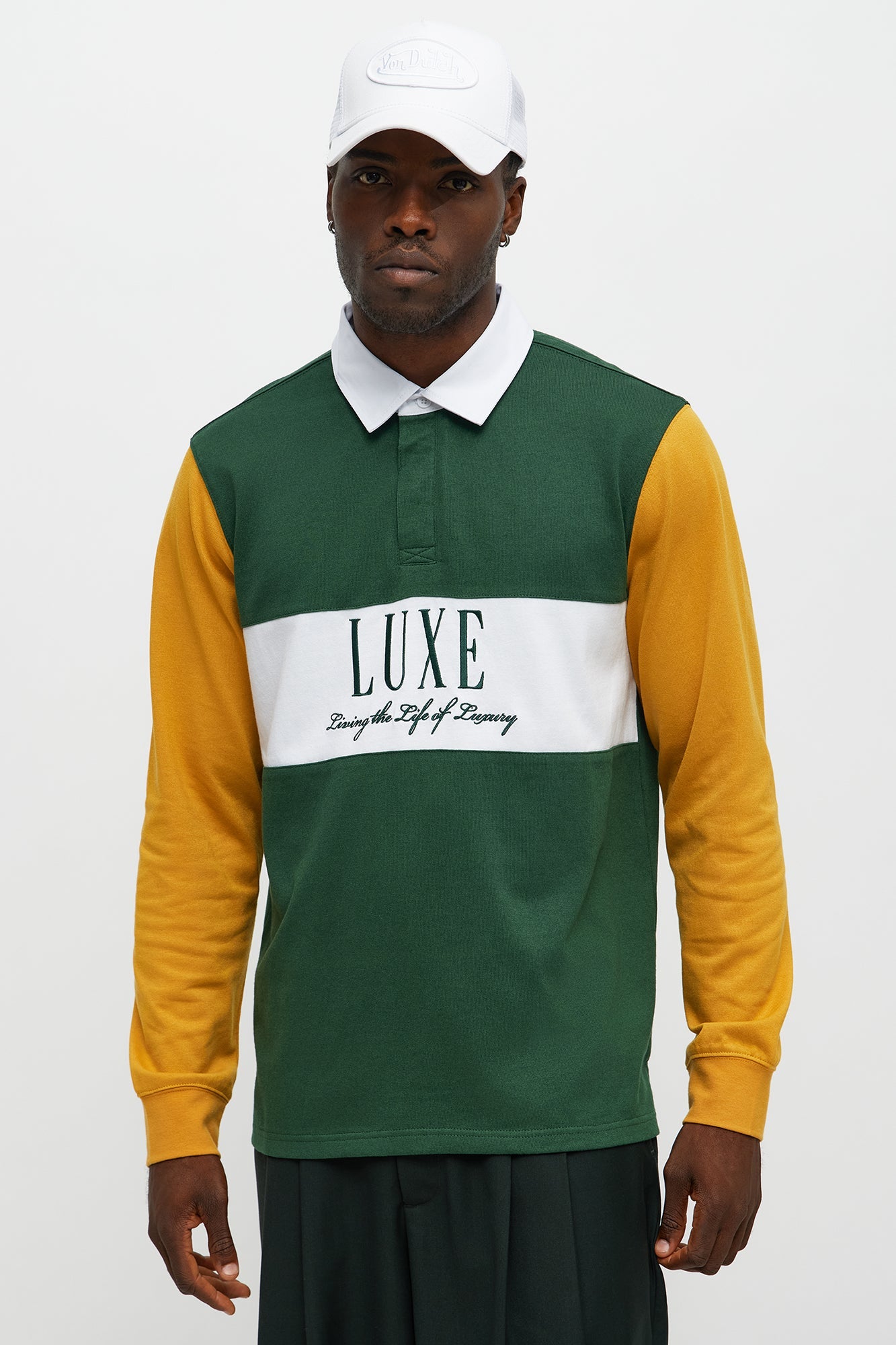 Luxe Long Sleeve Polo - Green/combo