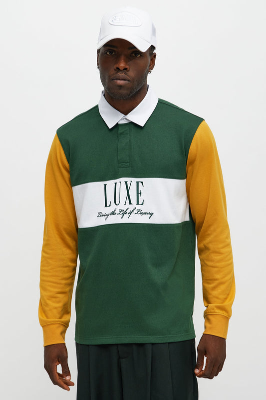 Luxe Long Sleeve Polo - Green/combo