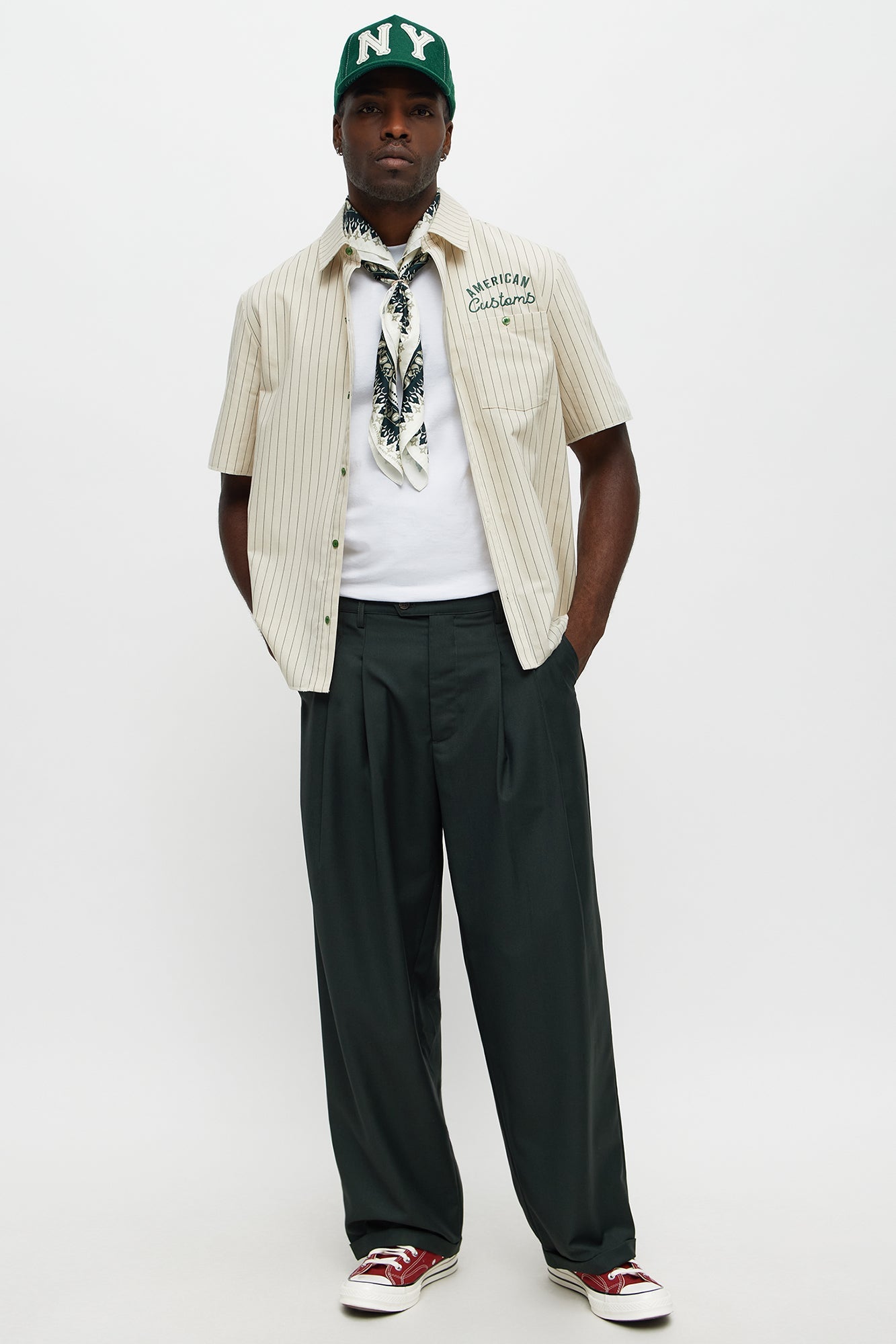 Baggy Pleated Everyday Trouser - Olive