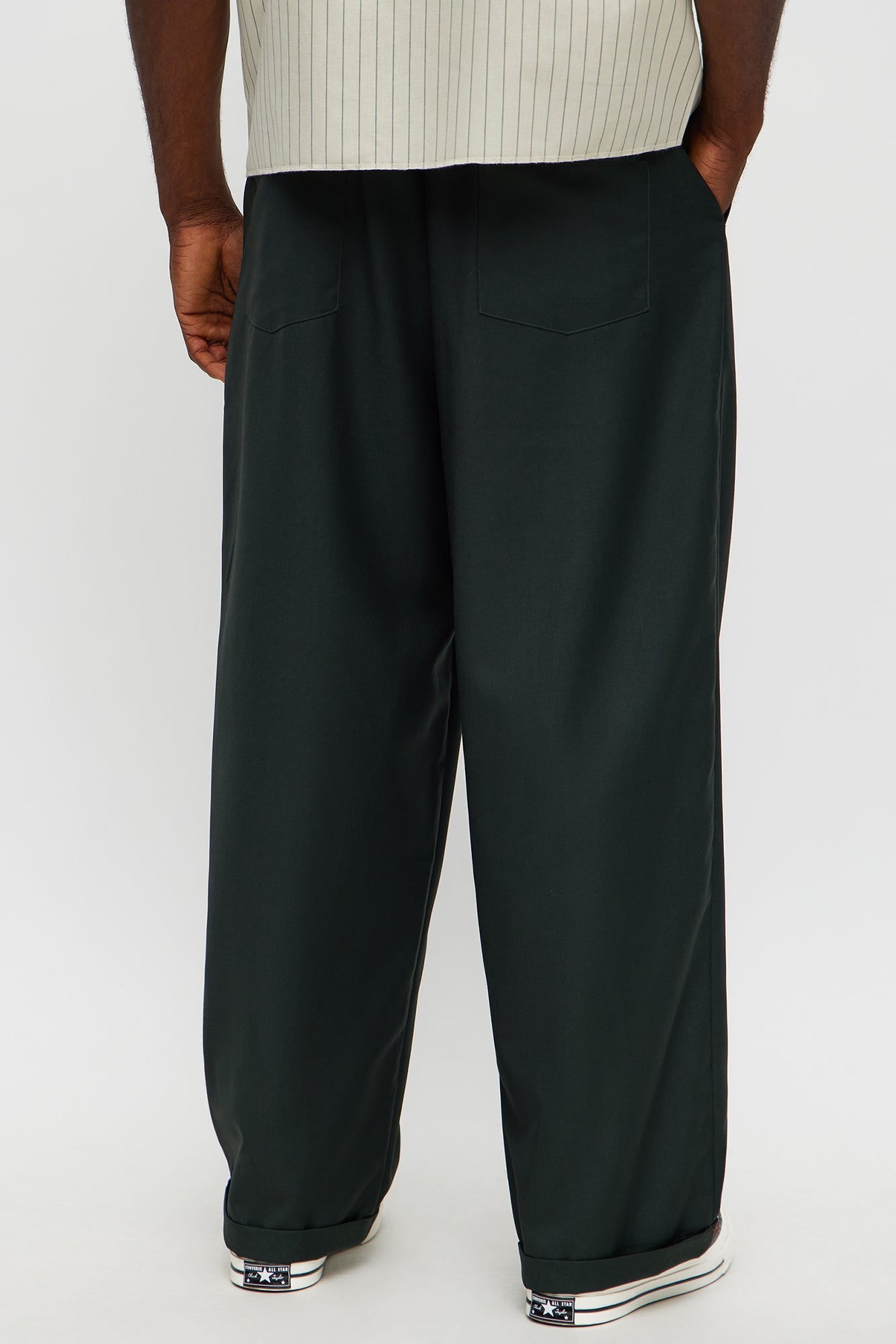 Baggy Pleated Everyday Trouser - Olive