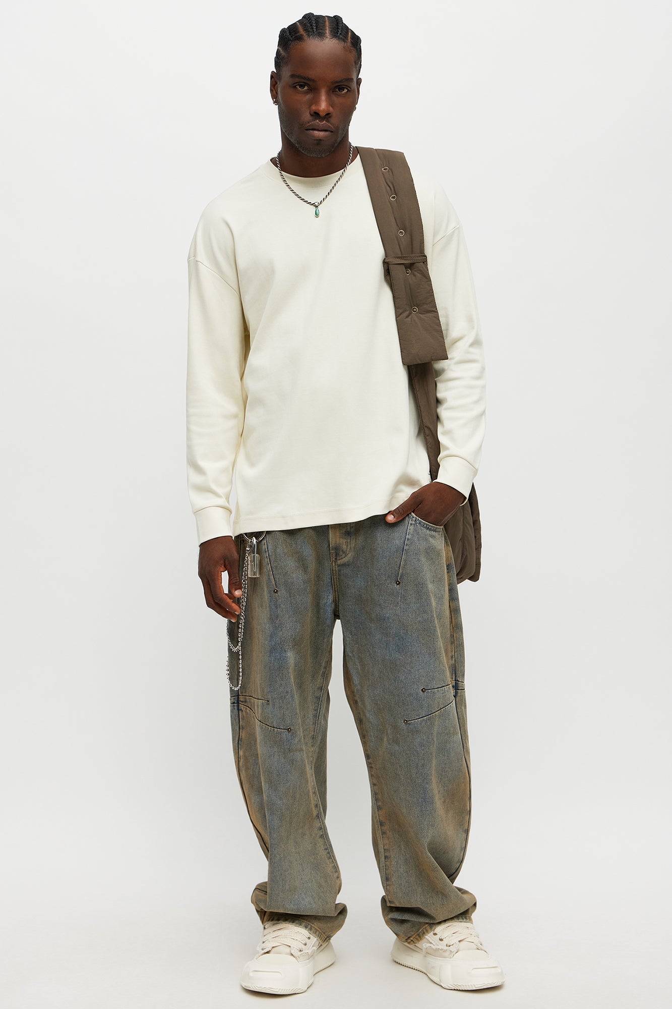 Oversized Premium Everyday Long Sleeve Tee - Off White