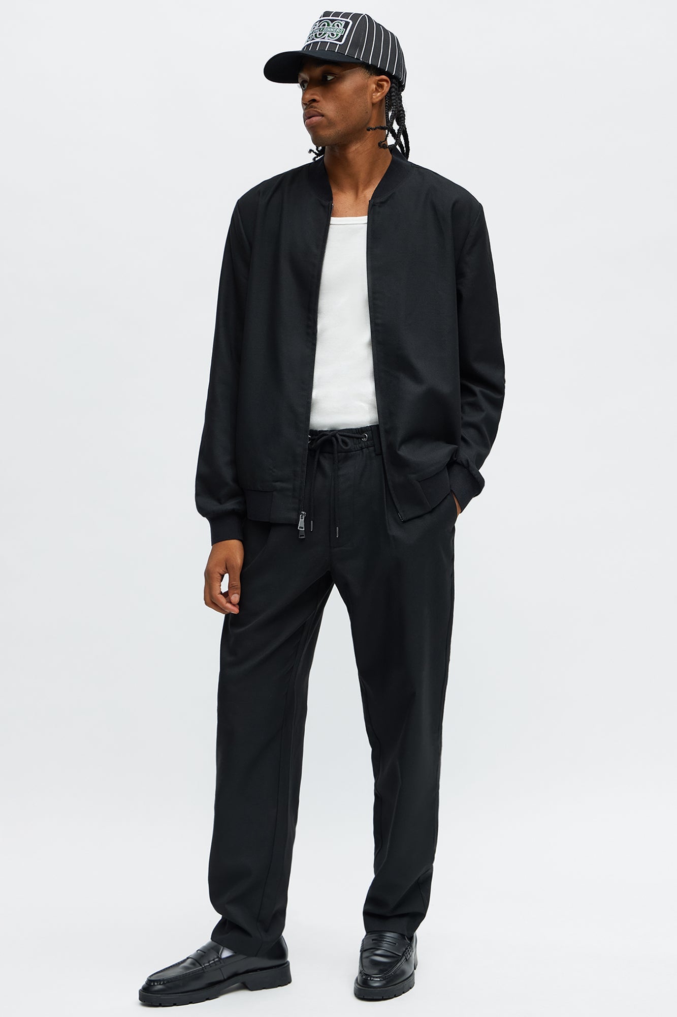 Slim Modern Stretch-Waist Everyday Trouser - Black