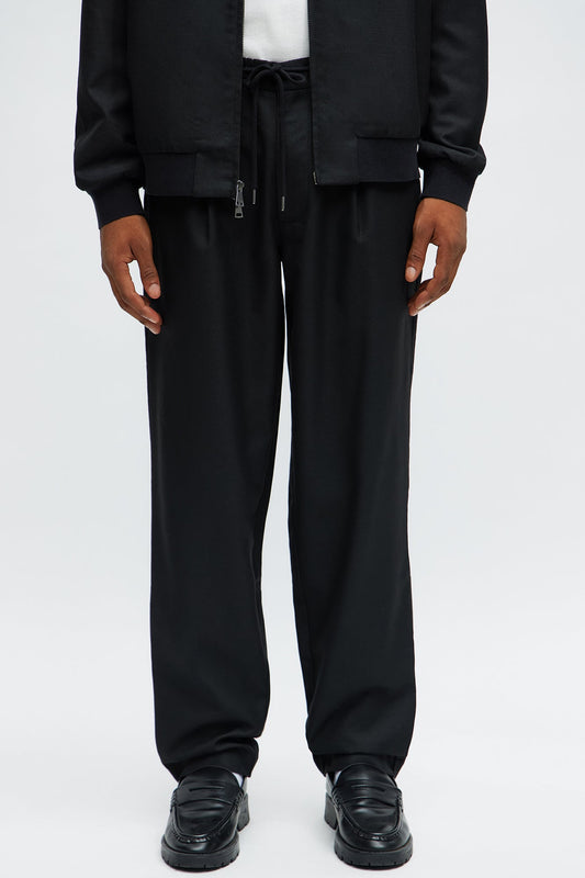 Slim Modern Stretch-Waist Everyday Trouser - Black