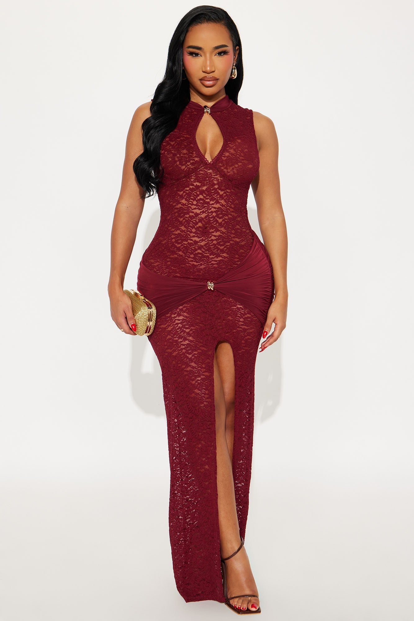 Bianca Lace Maxi Dress - Wine