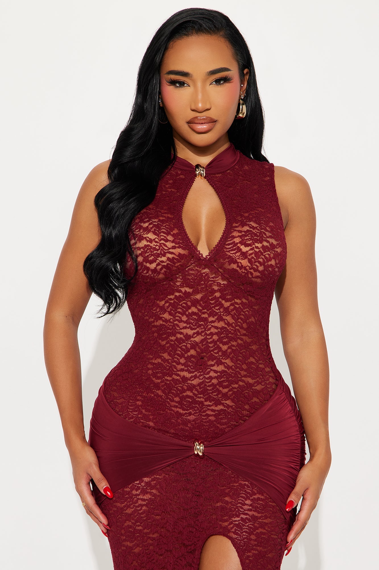 Bianca Lace Maxi Dress - Wine