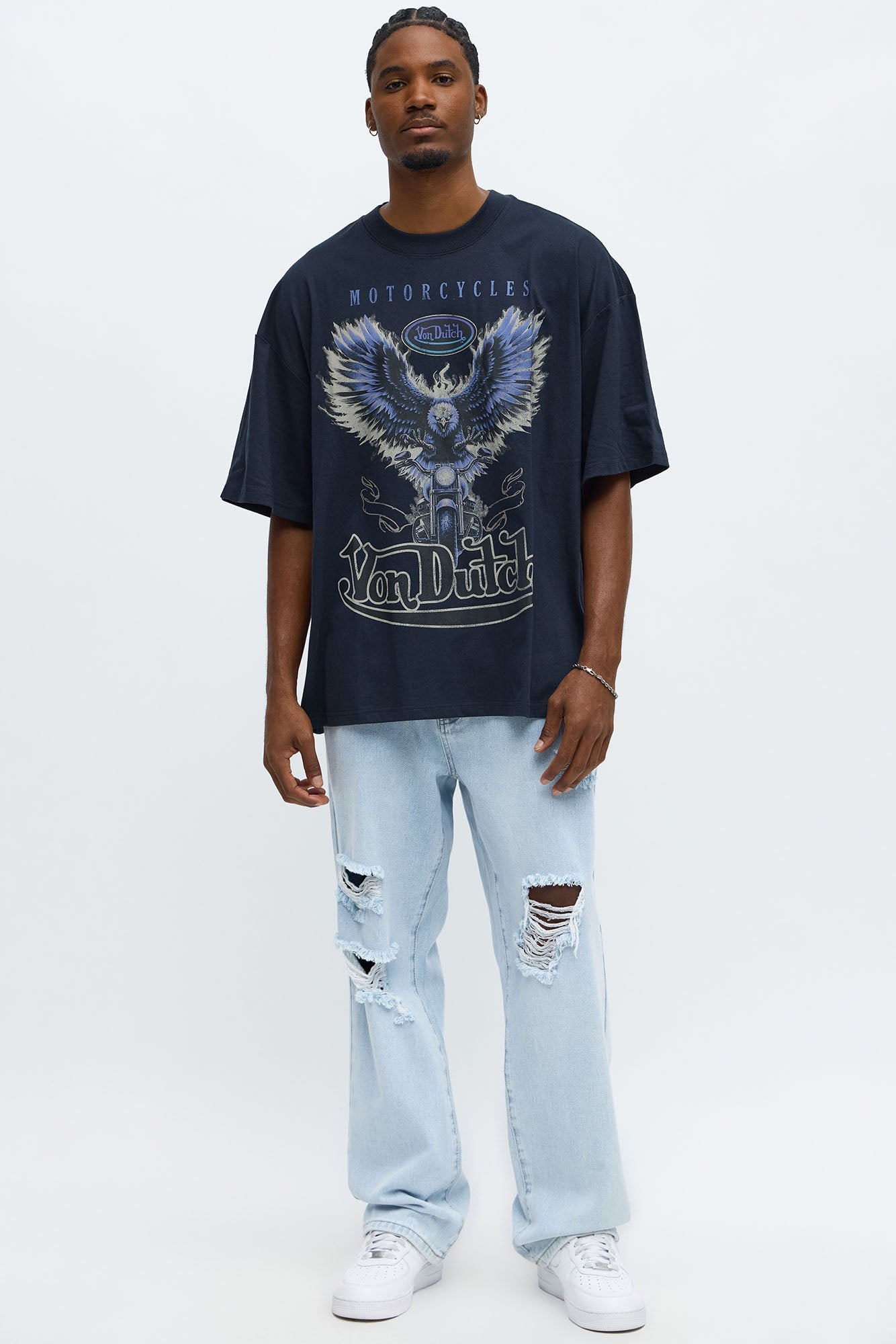 Oversized Von Dutch Dark Wings Tee - Black