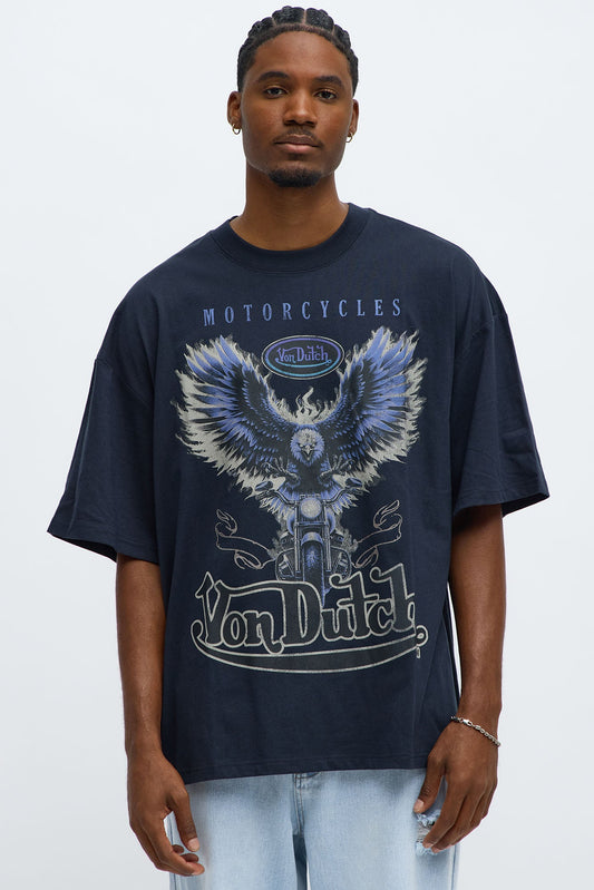 Oversized Von Dutch Dark Wings Tee - Black