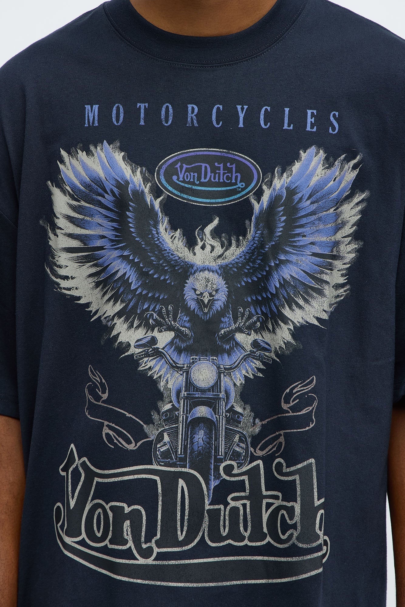 Oversized Von Dutch Dark Wings Tee - Black