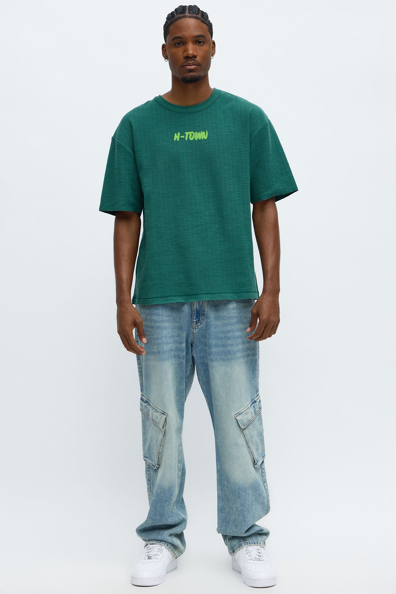 Relaxed H-Town Spray Paint Tee - Hunter Green