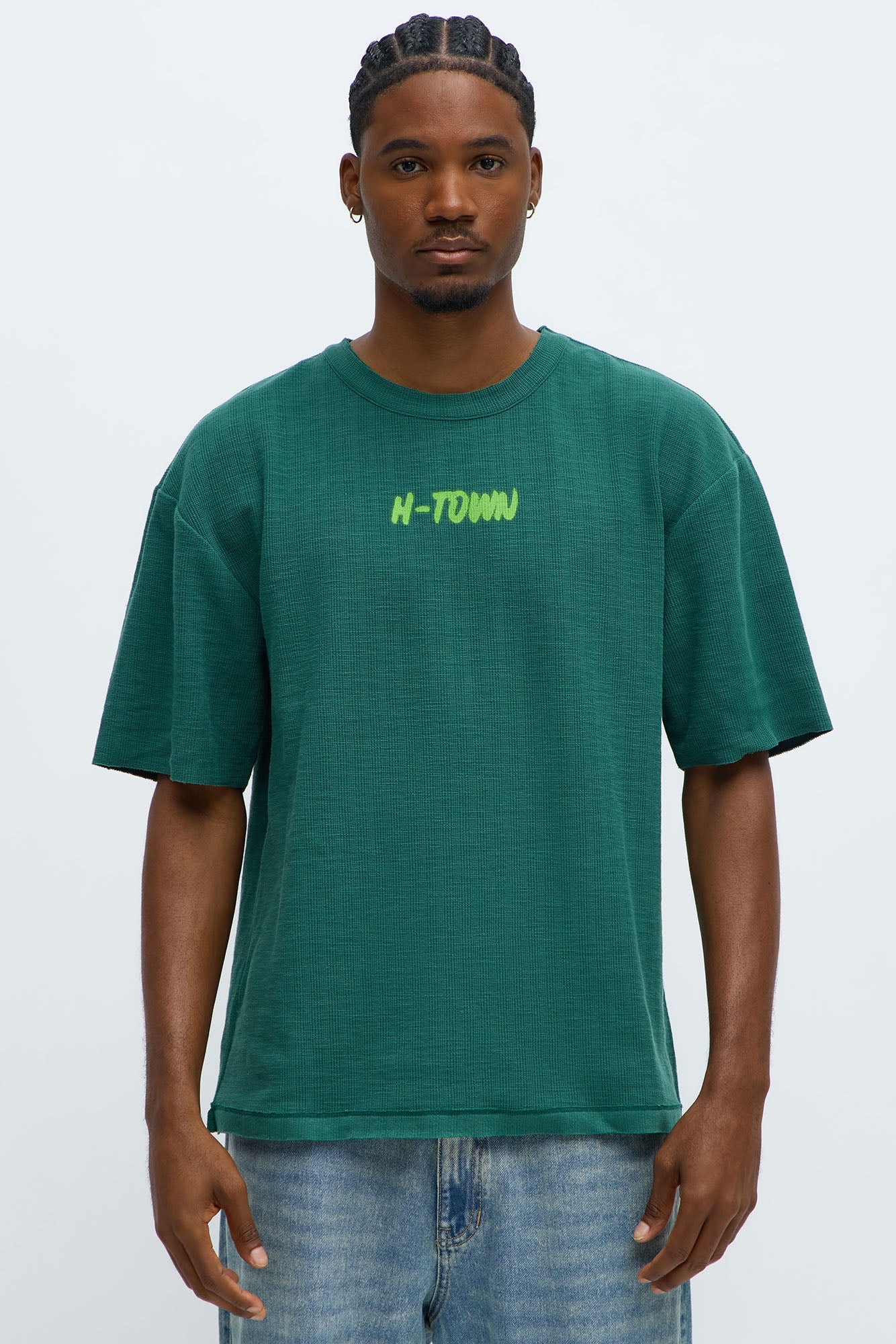 Relaxed H-Town Spray Paint Tee - Hunter Green