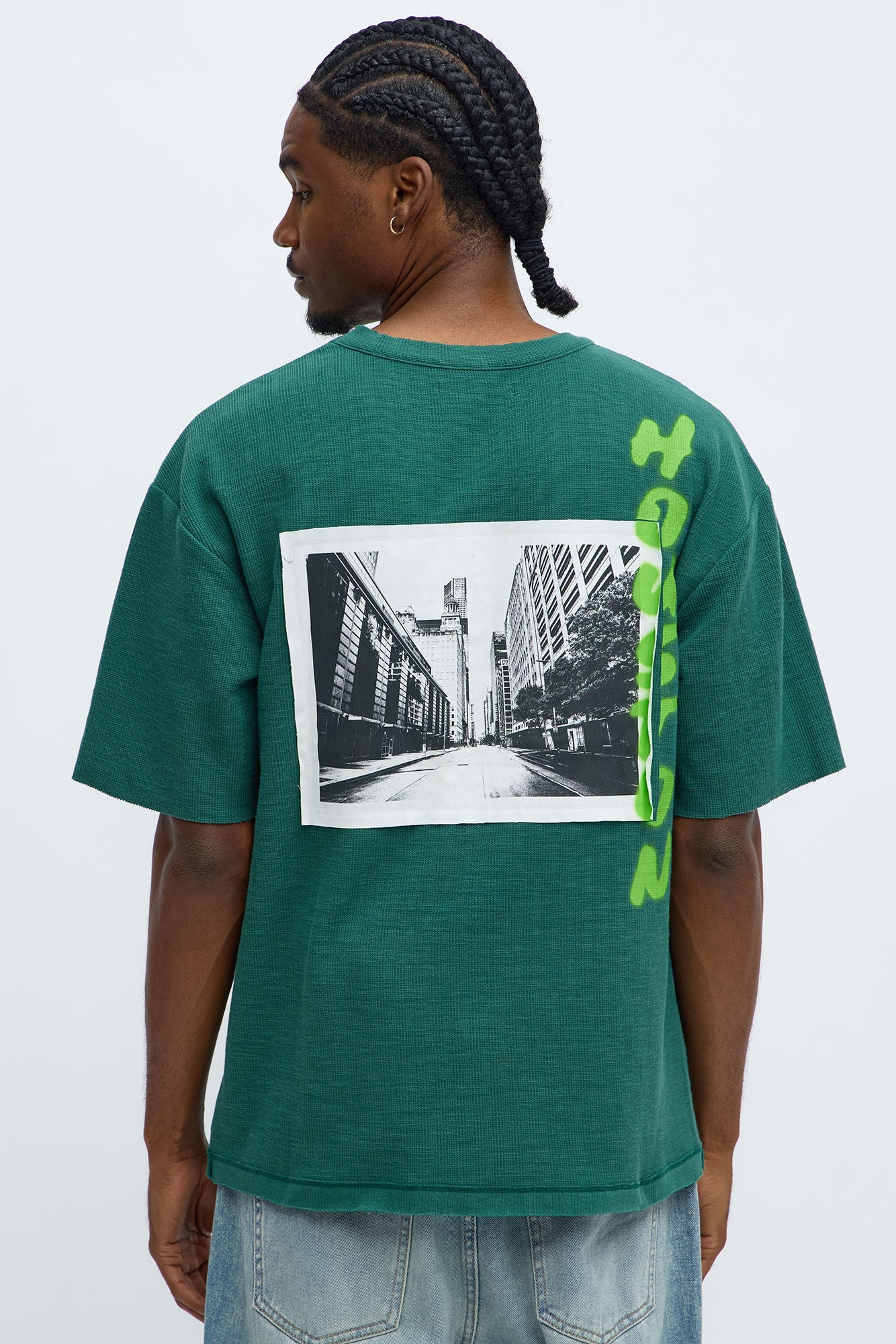 Relaxed H-Town Spray Paint Tee - Hunter Green