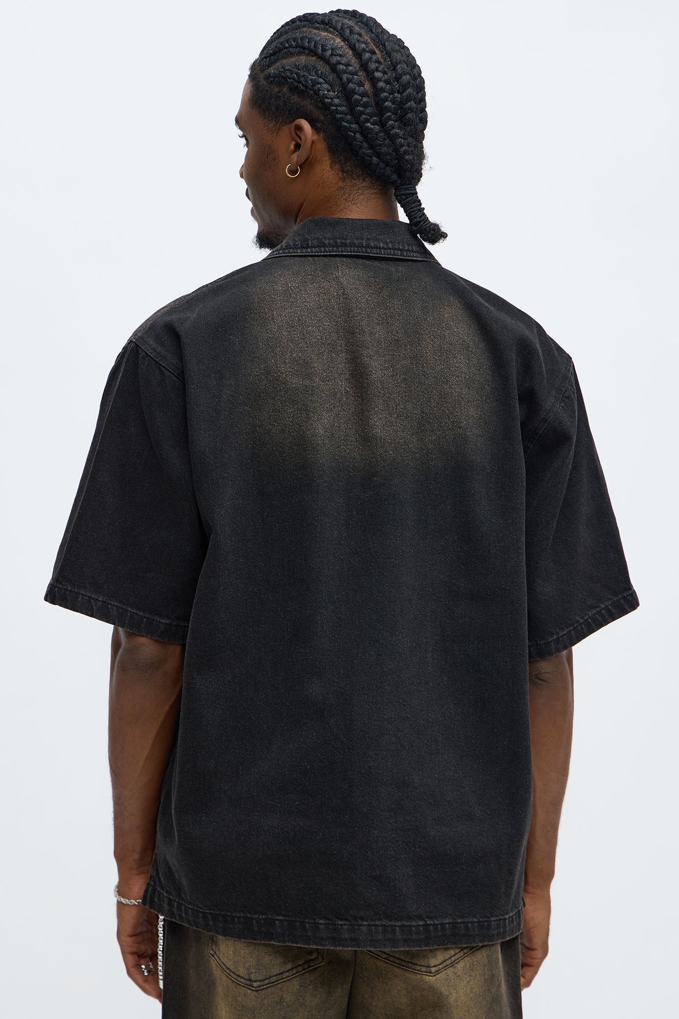 Washed Denim Button Up  - Black