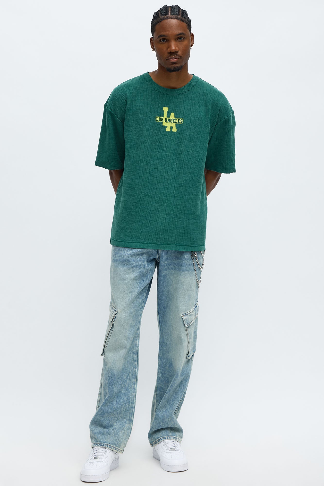 Relaxed LA Spray Paint Tee - Hunter Green