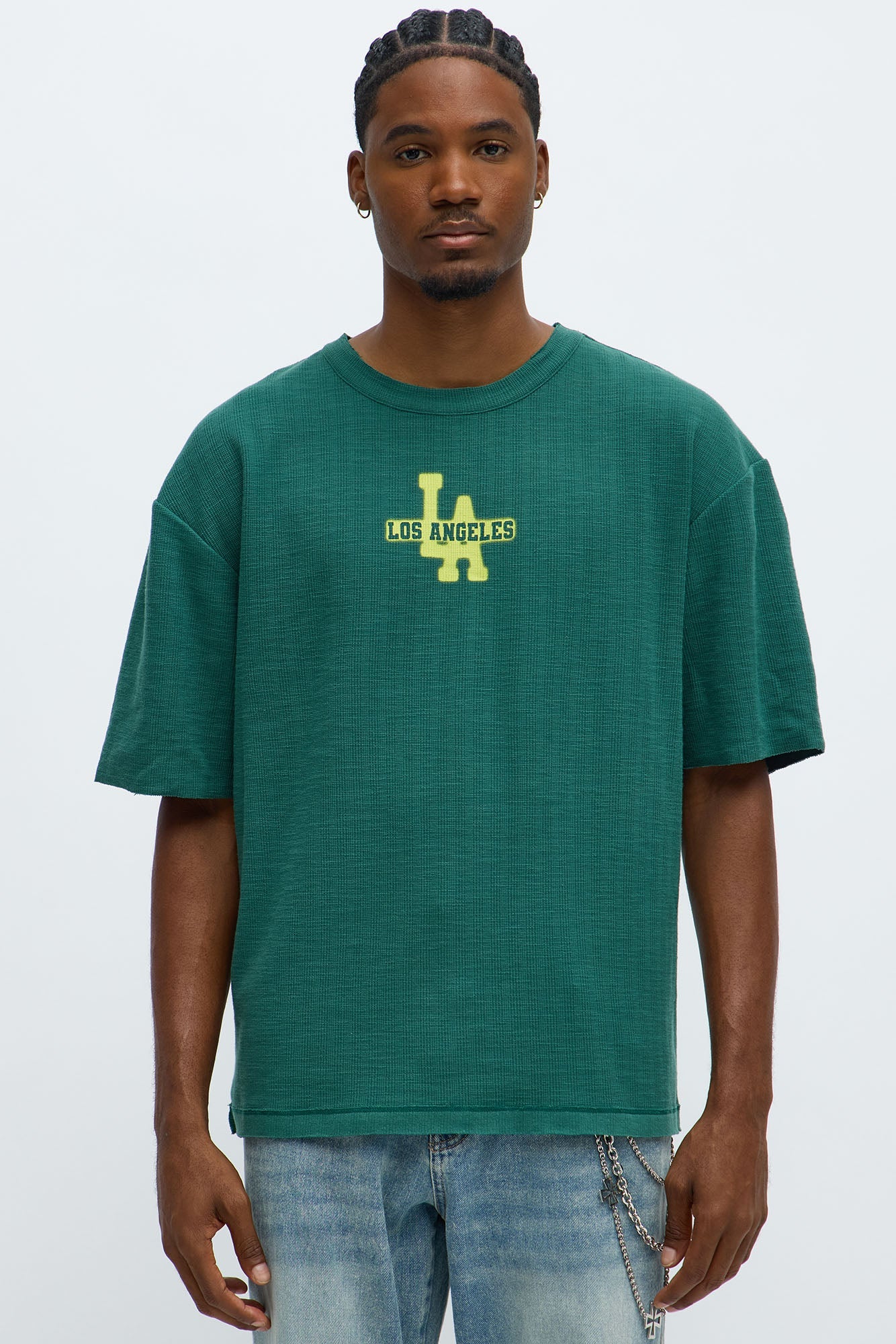 Relaxed LA Spray Paint Tee - Hunter Green