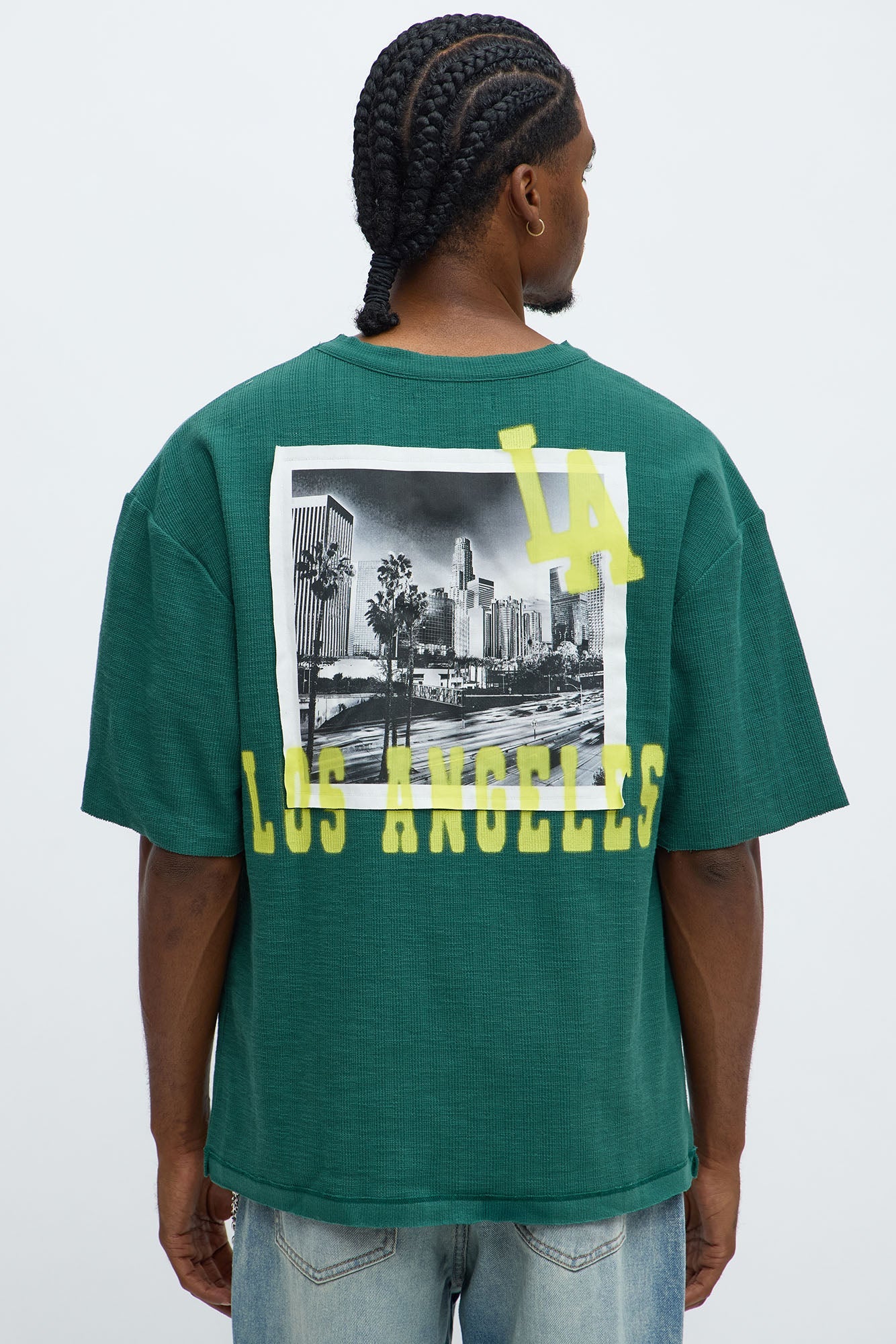 Relaxed LA Spray Paint Tee - Hunter Green