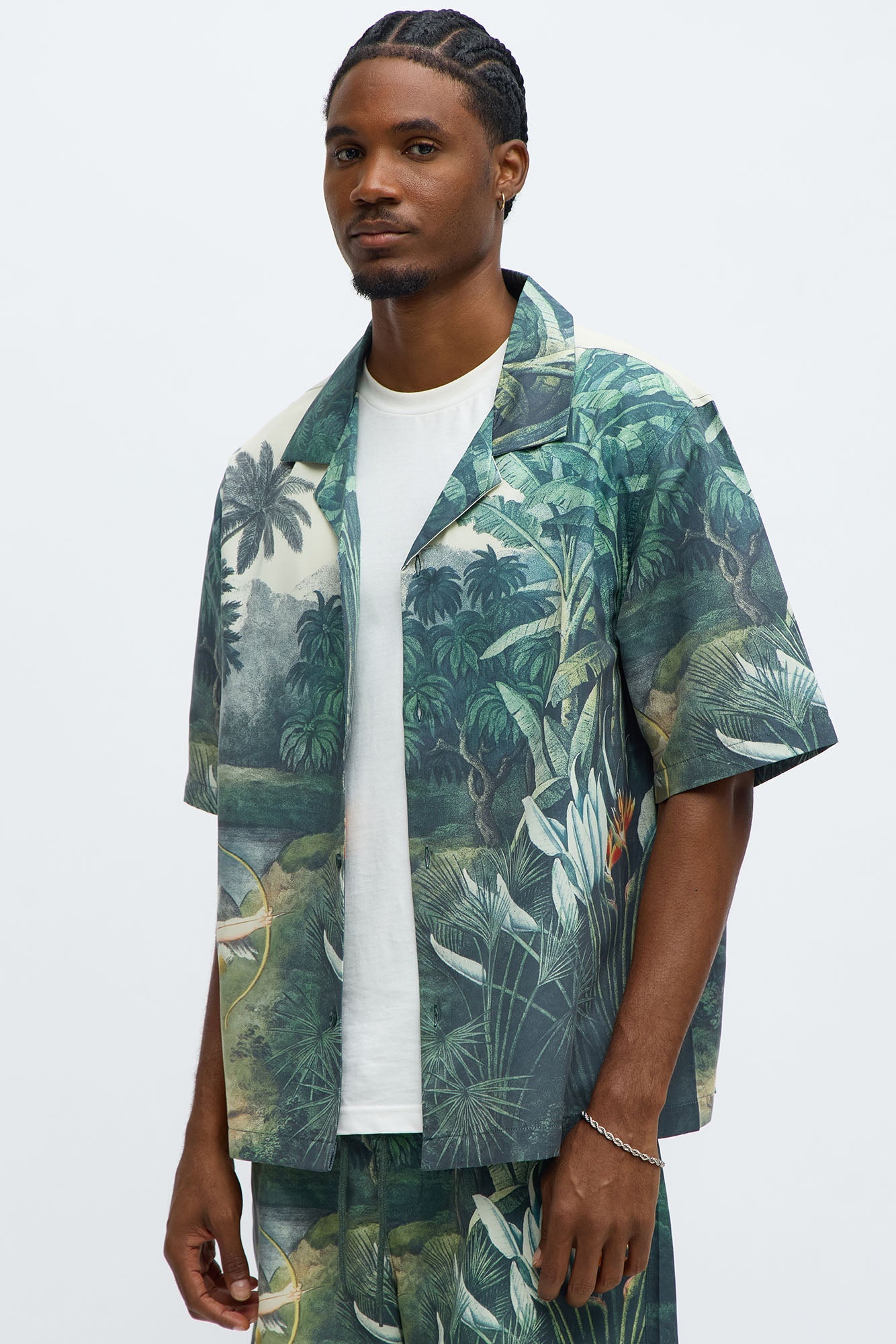 Cupid Short Sleeve Button Up Shirt - Multi Color