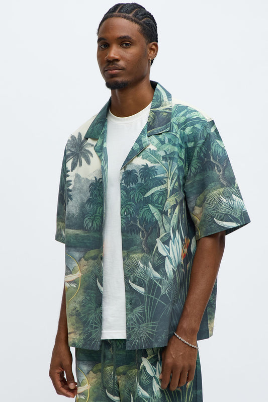 Cupid Short Sleeve Button Up Shirt - Multi Color