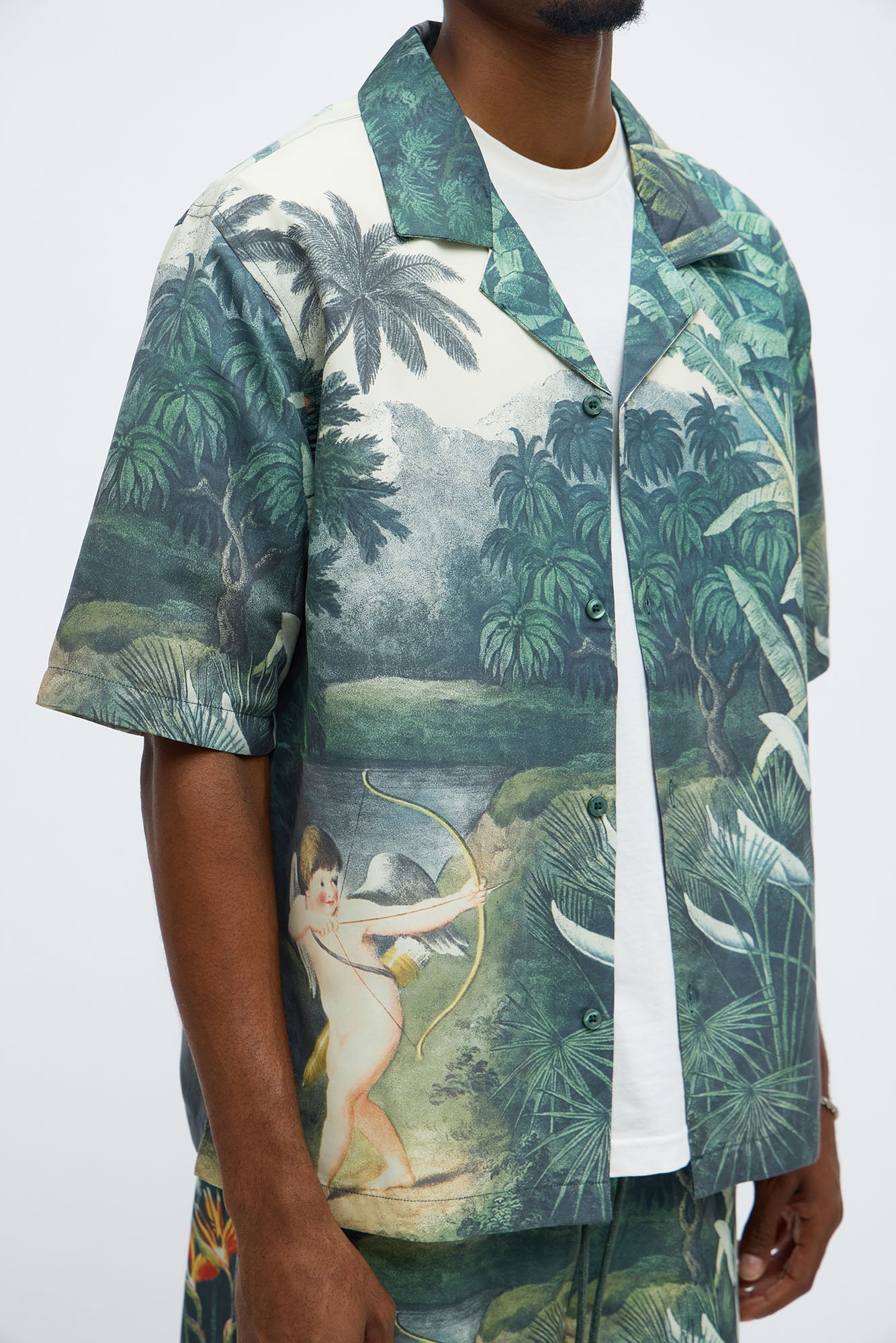 Cupid Short Sleeve Button Up Shirt - Multi Color