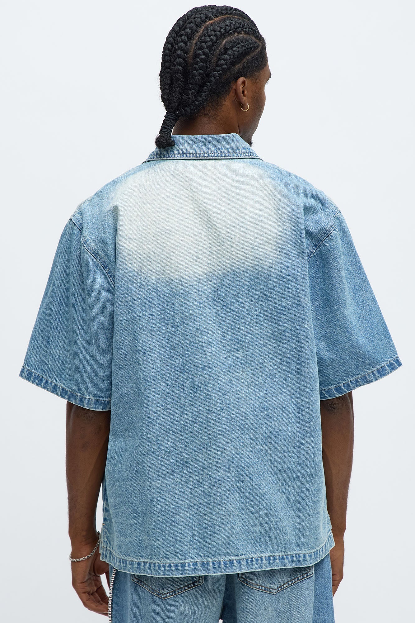 Washed Denim Button Up  - Light Blue