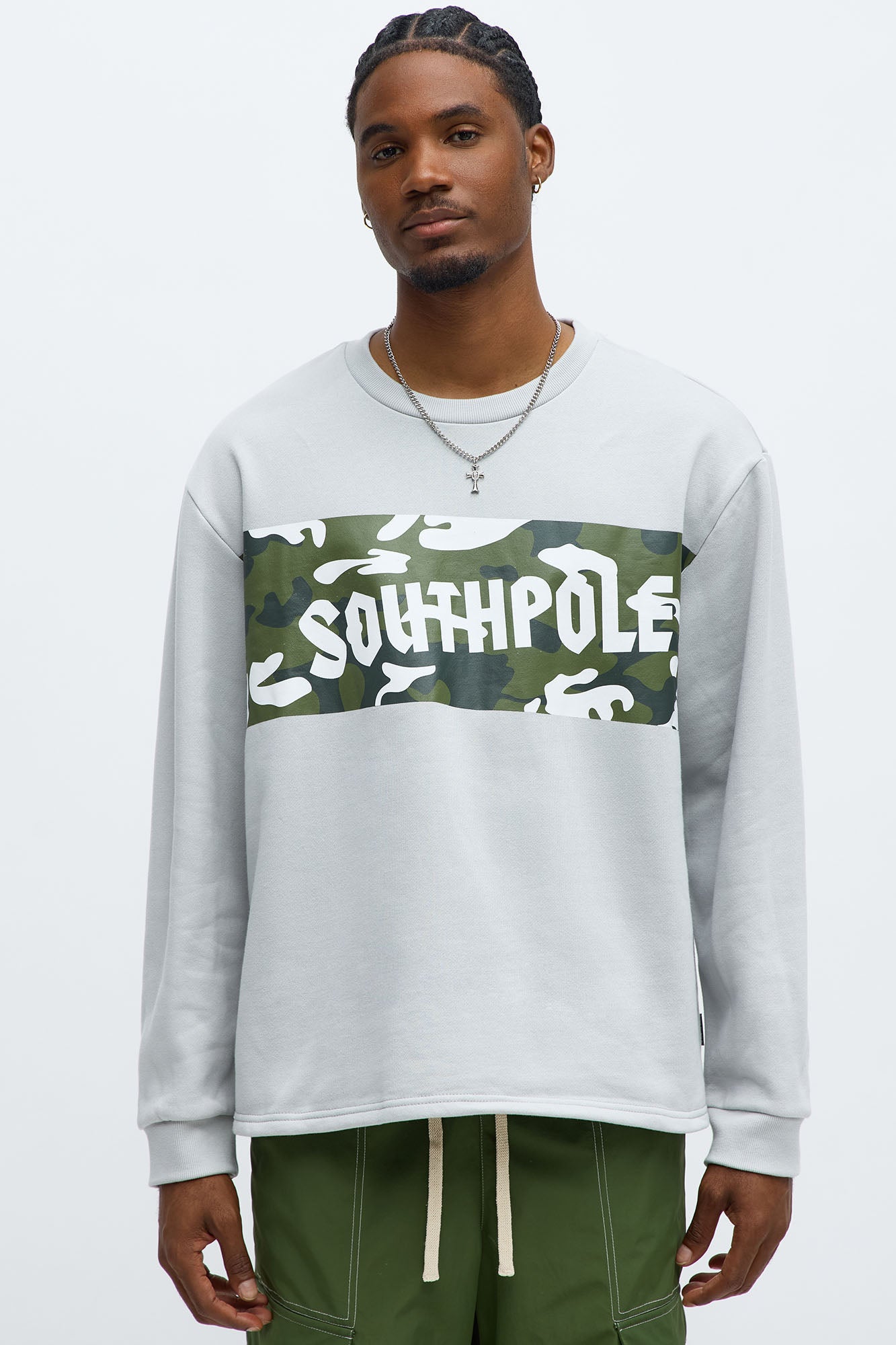 Southpole Camo Panel Hoodie - Grey