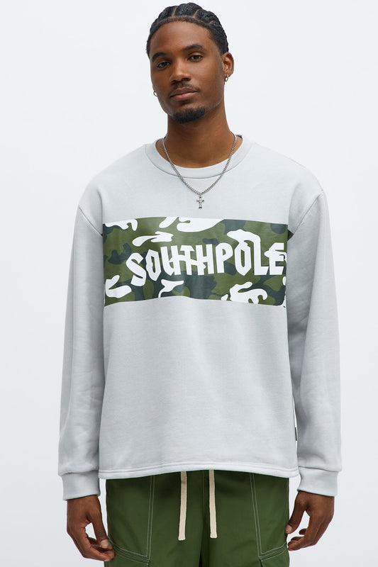 Southpole Camo Panel Hoodie - Grey