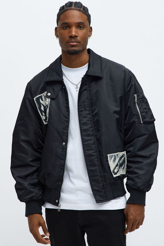 Patch Utility Zip Bomber Jacket - Black