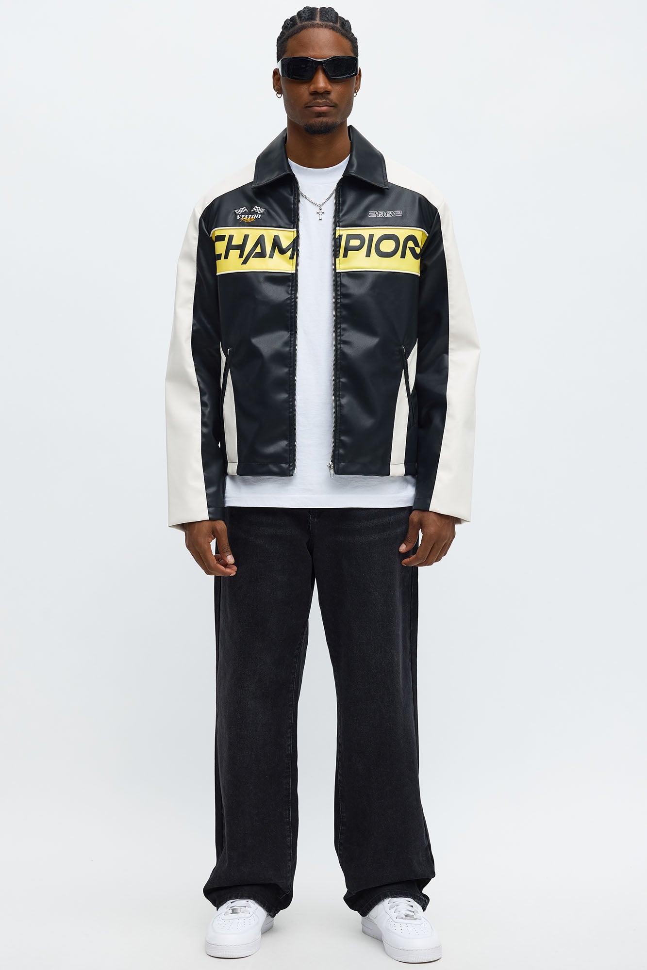 Relaxed Racer Moto Zip Jacket - Black/combo