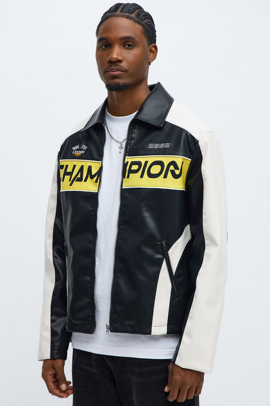 Relaxed Racer Moto Zip Jacket - Black/combo