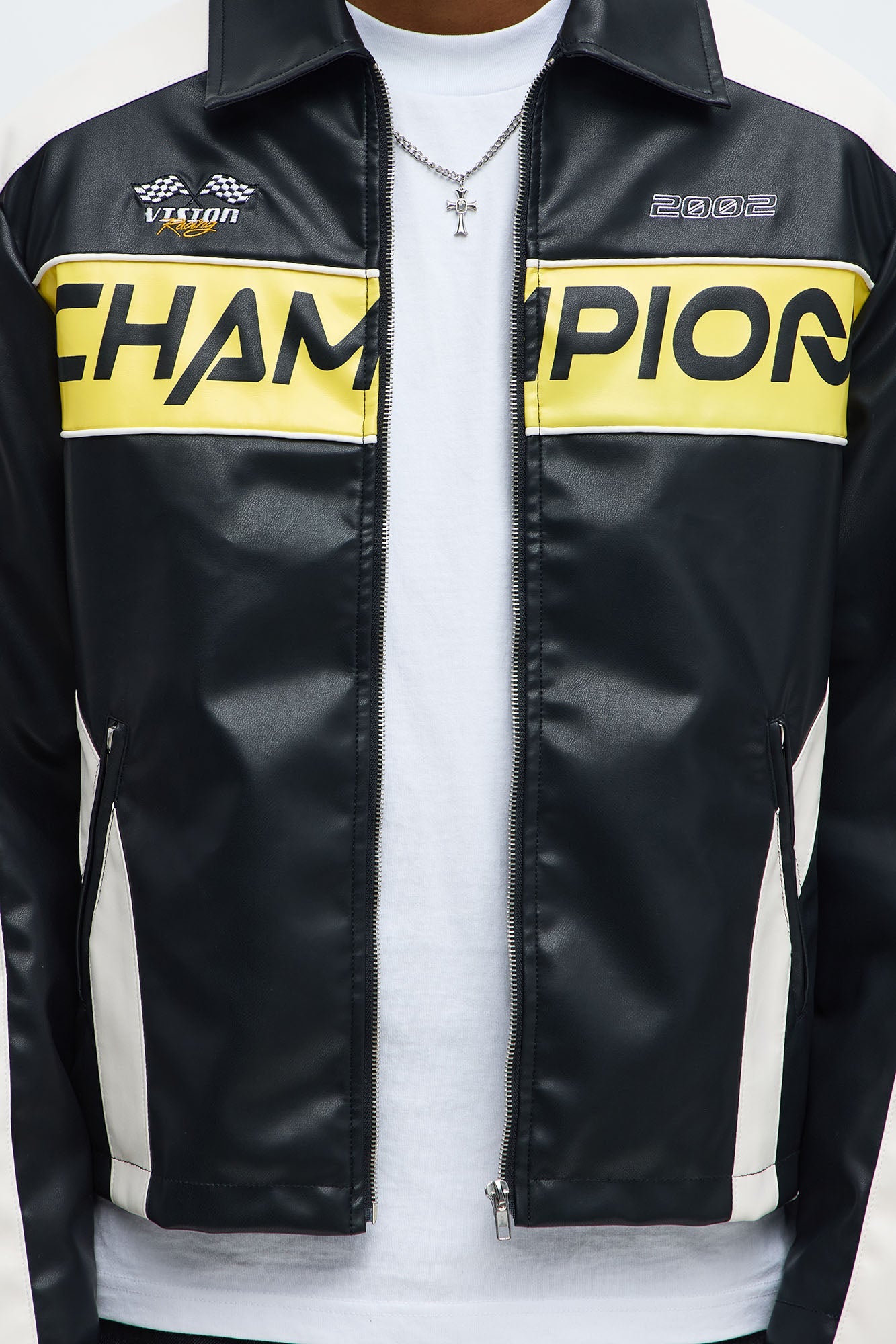 Relaxed Racer Moto Zip Jacket - Black/combo