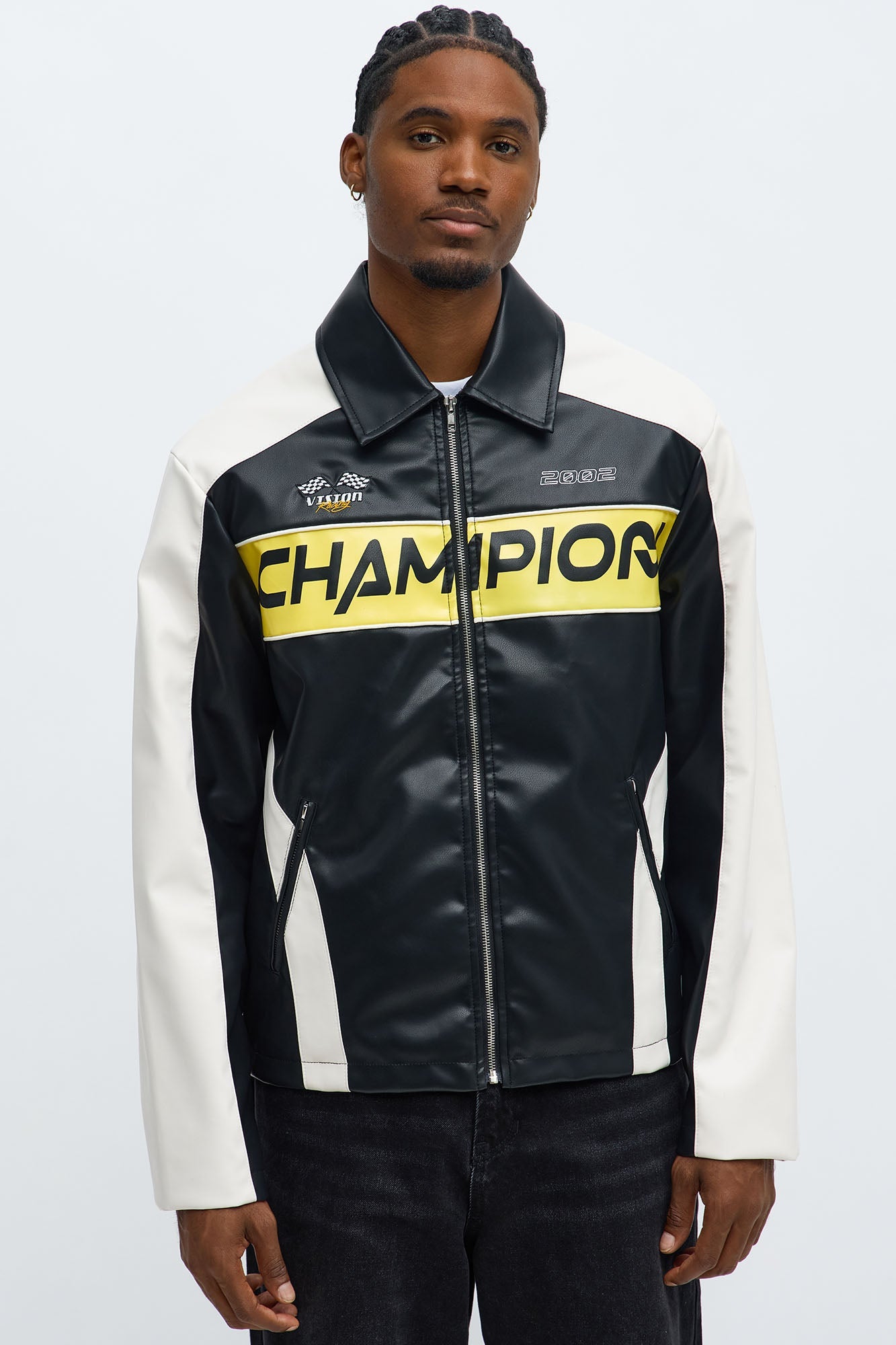 Relaxed Racer Moto Zip Jacket - Black/combo