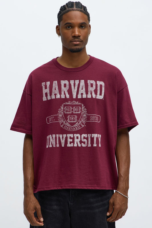 Harvard University Boxy Short Sleeve Tee - Burgundy