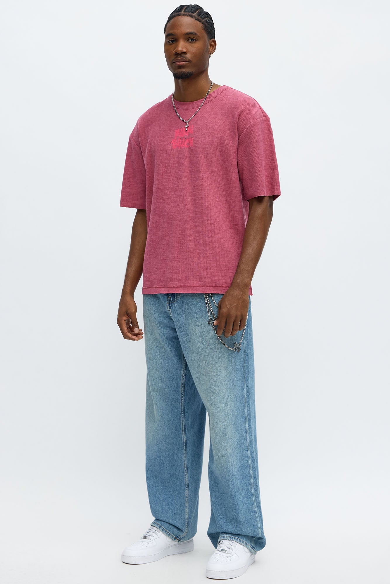 Relaxed Miami Beach Spray Paint Tee - Pink